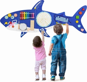 Weihnacht Shark Wall Busy Board Panels,11-in-1 Montessori Sensory Toys, Toddler Learning Activity Center,Montessori Philosophy Sensory, Educational Toys, Conducive to All-Round Development