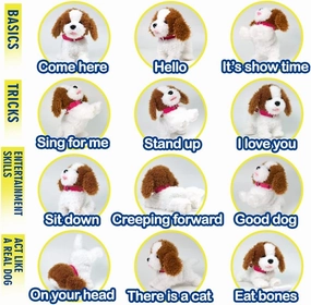 WEofferwhatYOUwant Interactive Robot Dog - Plush Goldendoodle Teddy That Obeys 12 Voice Commands - Walks, Barks, Sings & Dances - Training Toy for Kids