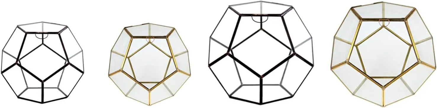 WGV Geometric Planter Terrarium, Width 8.7" Height 7.5" Clear Glass Black Frame DIY Succulent air Plant Miniature Fairy Garden Windowsill Tabletop Decor, Globe Geode 1 Piece