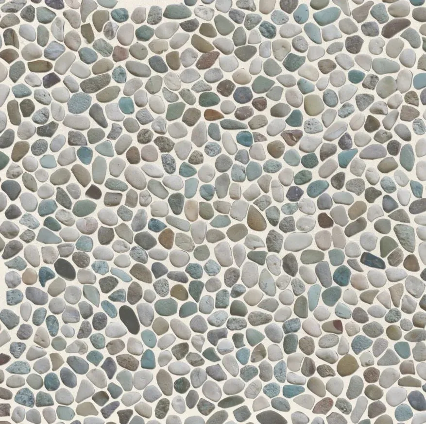 White Green Mini Pebble Natural Stone Mosaic Wall & Floor Tile | 11 Tiles per case