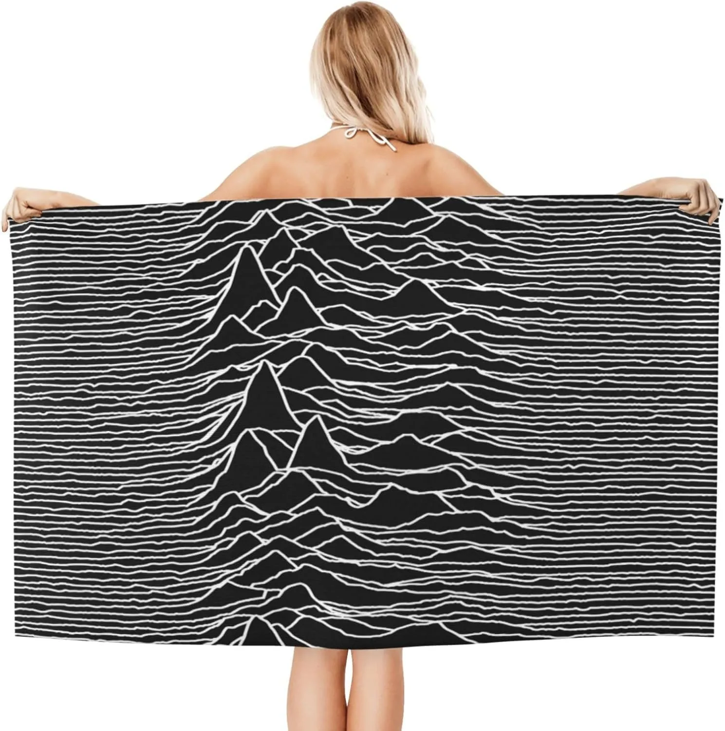 White Lines Compose Mountains Beach Towel 32X52 inch Large Bath Towels for Quick Dry Absorbent Towel for Bathroom Pool