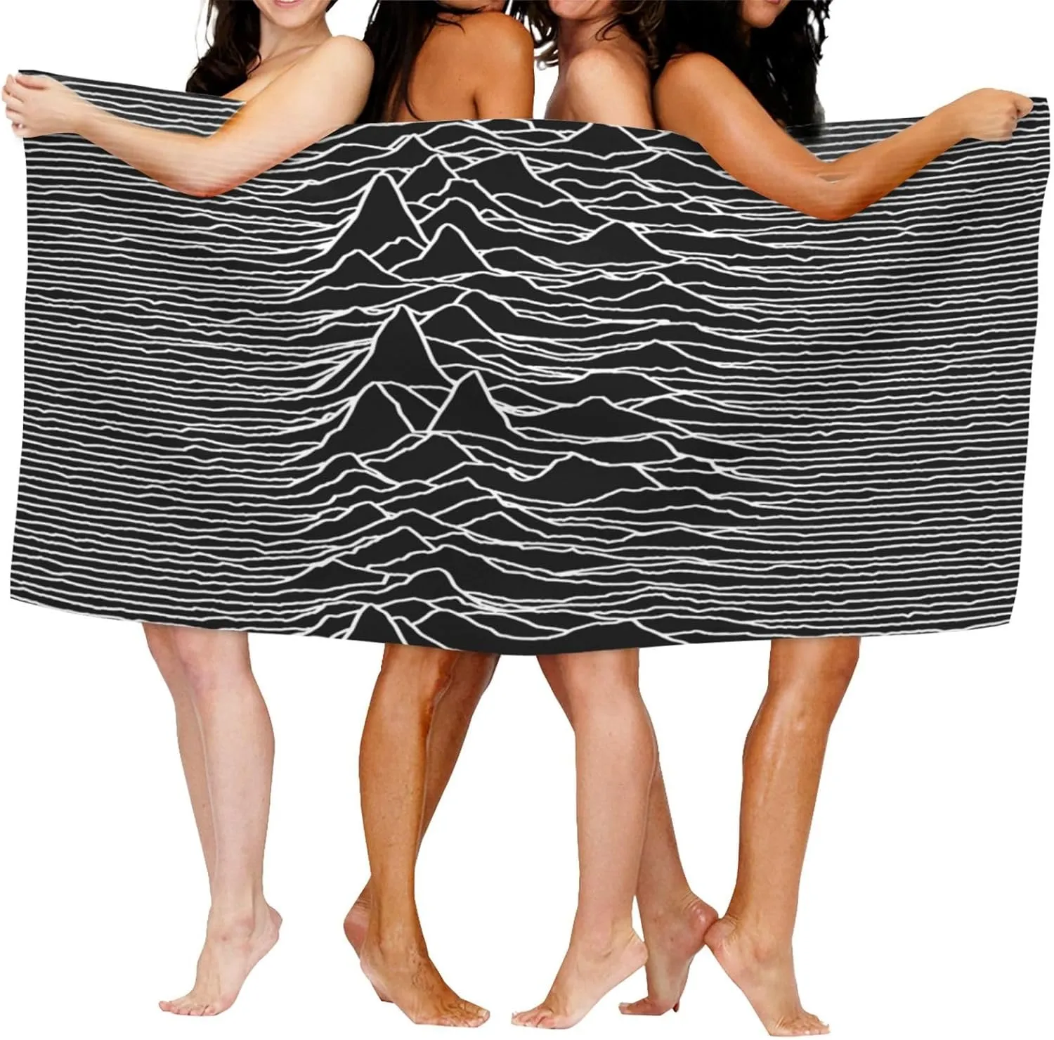 White Lines Compose Mountains Beach Towel 32X52 inch Large Bath Towels for Quick Dry Absorbent Towel for Bathroom Pool