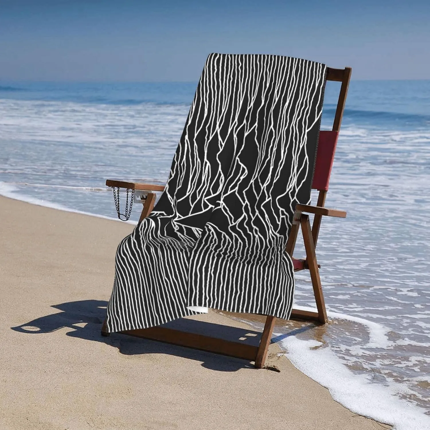 White Lines Compose Mountains Beach Towel 32X52 inch Large Bath Towels for Quick Dry Absorbent Towel for Bathroom Pool