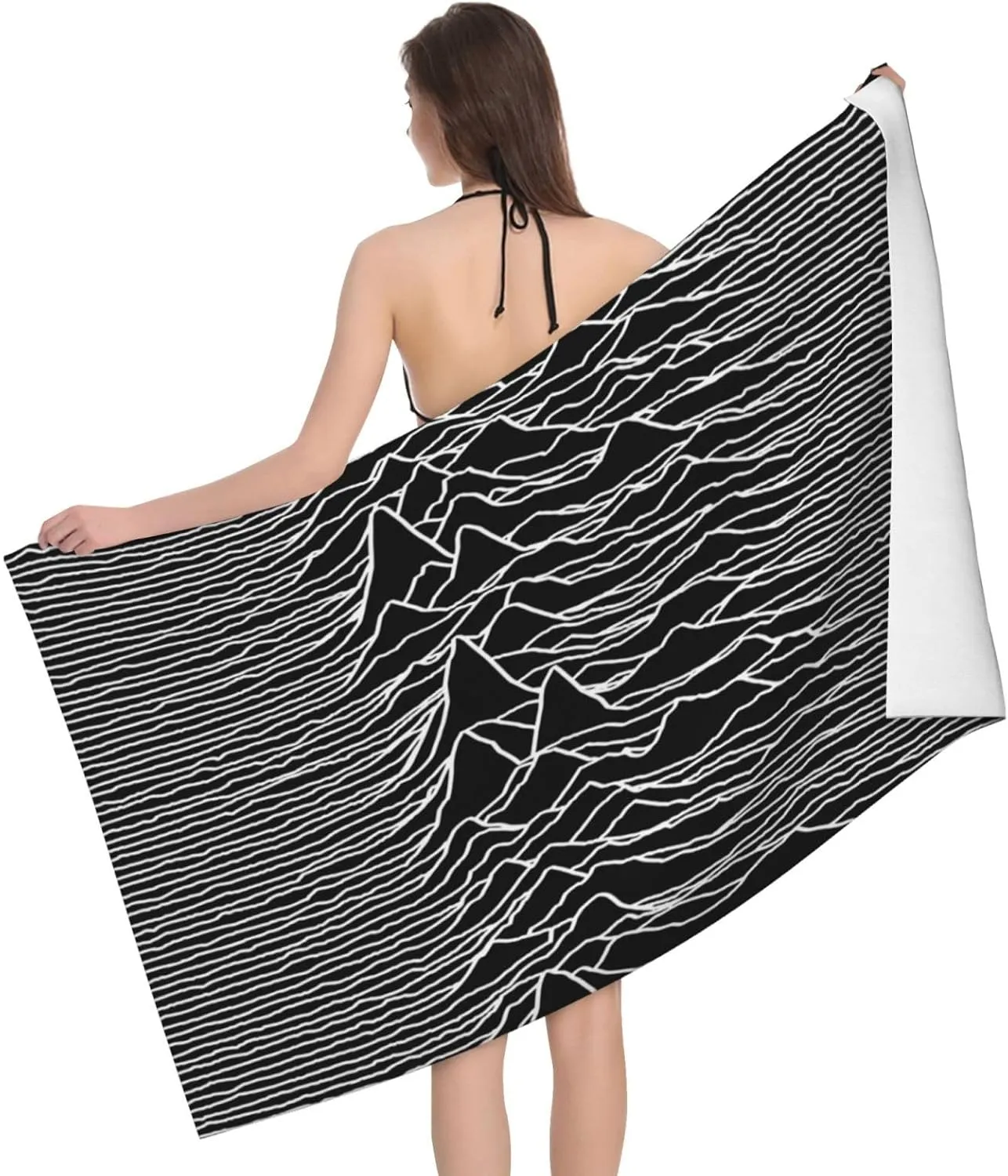 White Lines Compose Mountains Beach Towel 32X52 inch Large Bath Towels for Quick Dry Absorbent Towel for Bathroom Pool