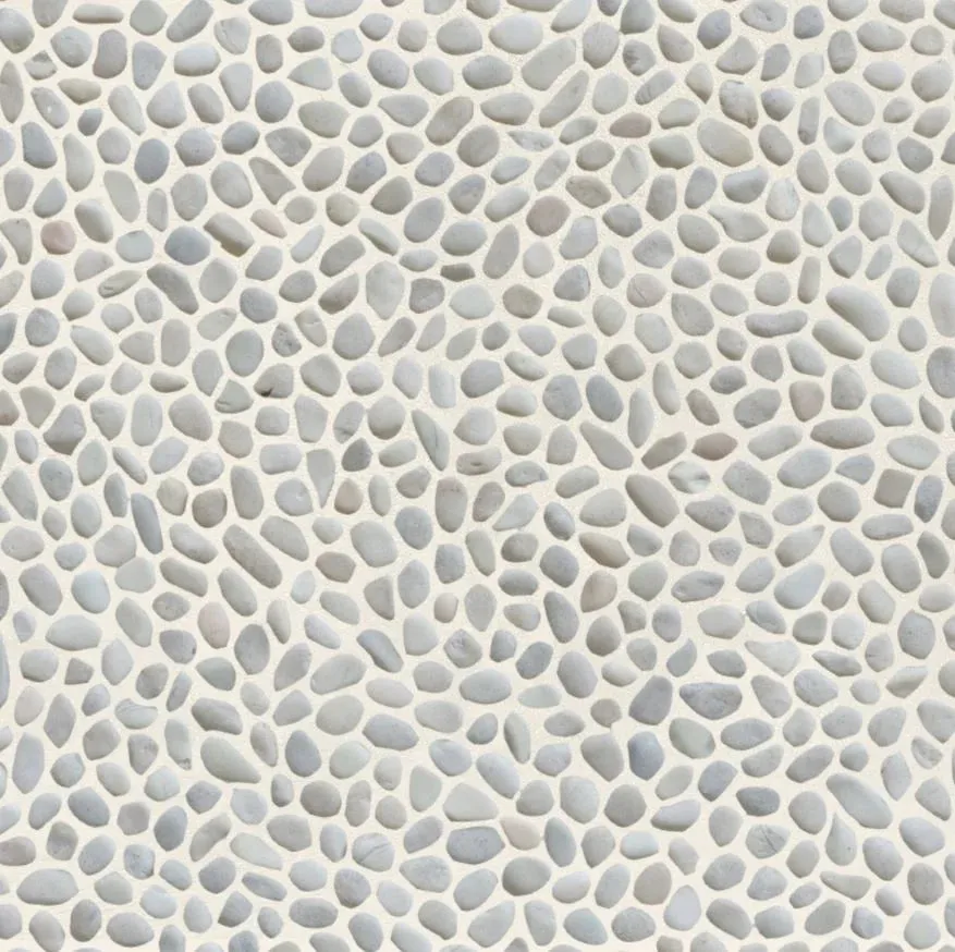 White Mini Pebble Natural Stone Mosaic Wall & Floor Tile | 11 Tiles per case
