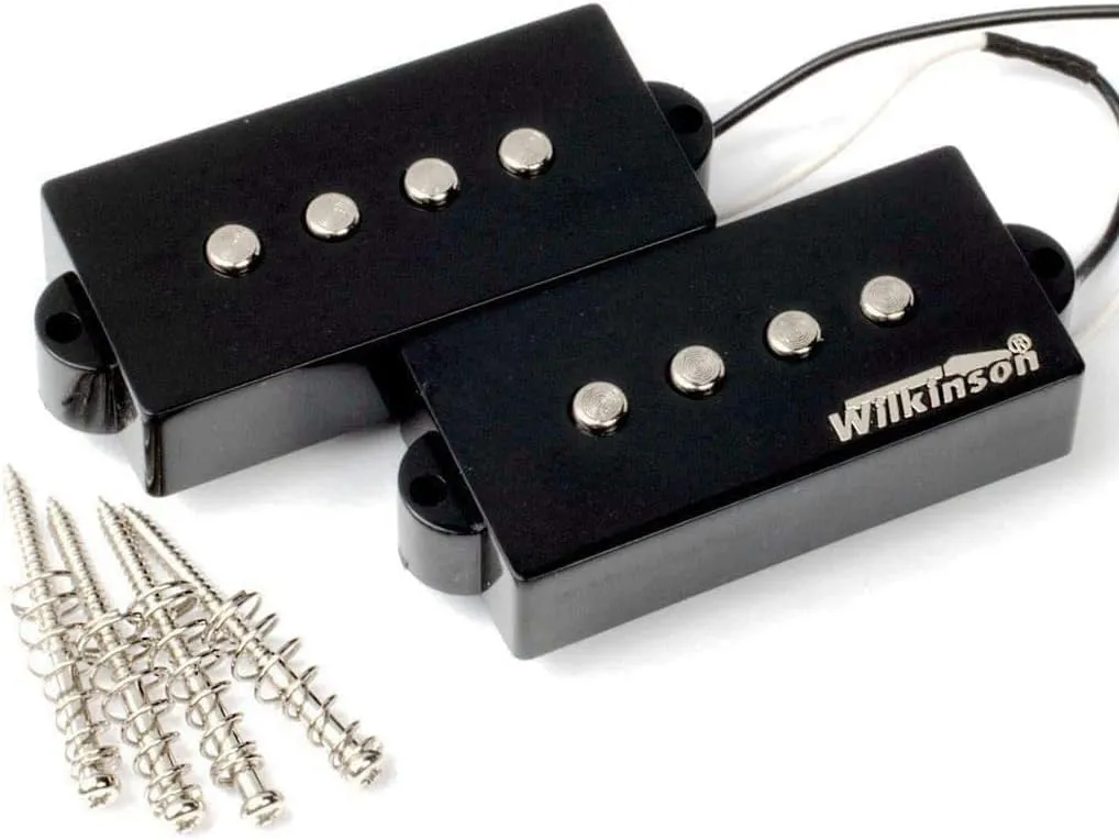 Wilkinson WPB Vintage Output guitar Pickup for Classic, AlNiCo P Bass Pickups Humbucker Set for 4-String PB-Style Electric Bass, Sleek Black