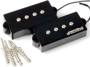Wilkinson WPB Vintage Output guitar Pickup for Classic, AlNiCo P Bass Pickups Humbucker Set for 4-String PB-Style Electric Bass, Sleek Black