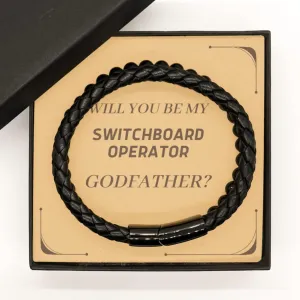 Will You Be My Godfather? Dad's Bracelet, Family Stone Leather Bracelet, Valentines, Baby Shower, Christmas, Birthday, Touch Gifts for Special Switchboard Operator Daddy
