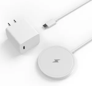 Wireless Charger, 15W Max Fast Magnetic Wireless Charging Pad Compatible with iPhone 15/14/13/12 Series, AirPods Pro 2 with AC Adapter White