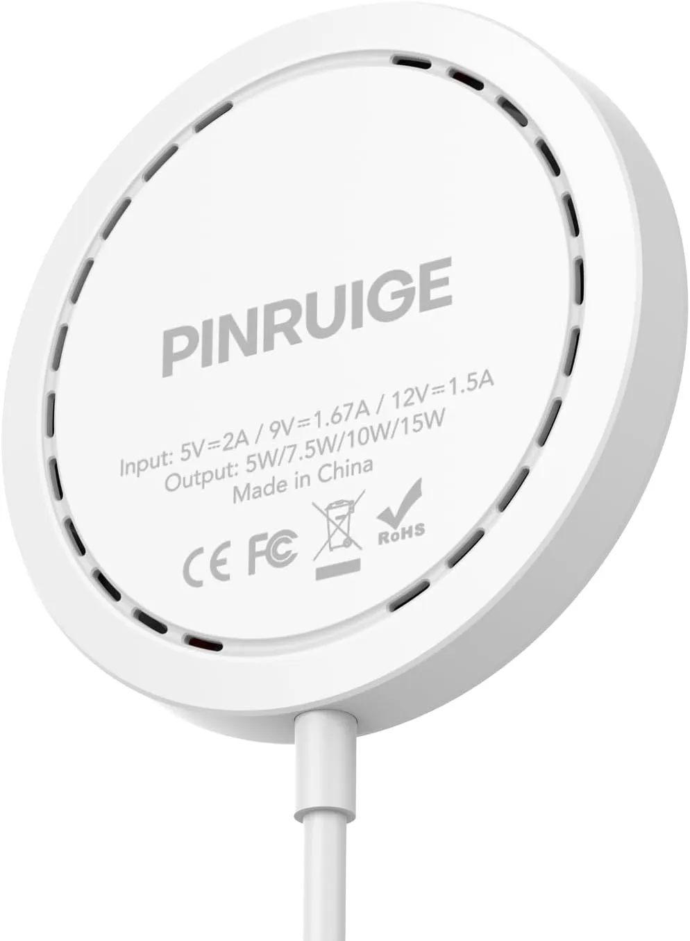 Wireless Charger, 15W Max Fast Magnetic Wireless Charging Pad Compatible with iPhone 15/14/13/12 Series, AirPods Pro 2 with AC Adapter White
