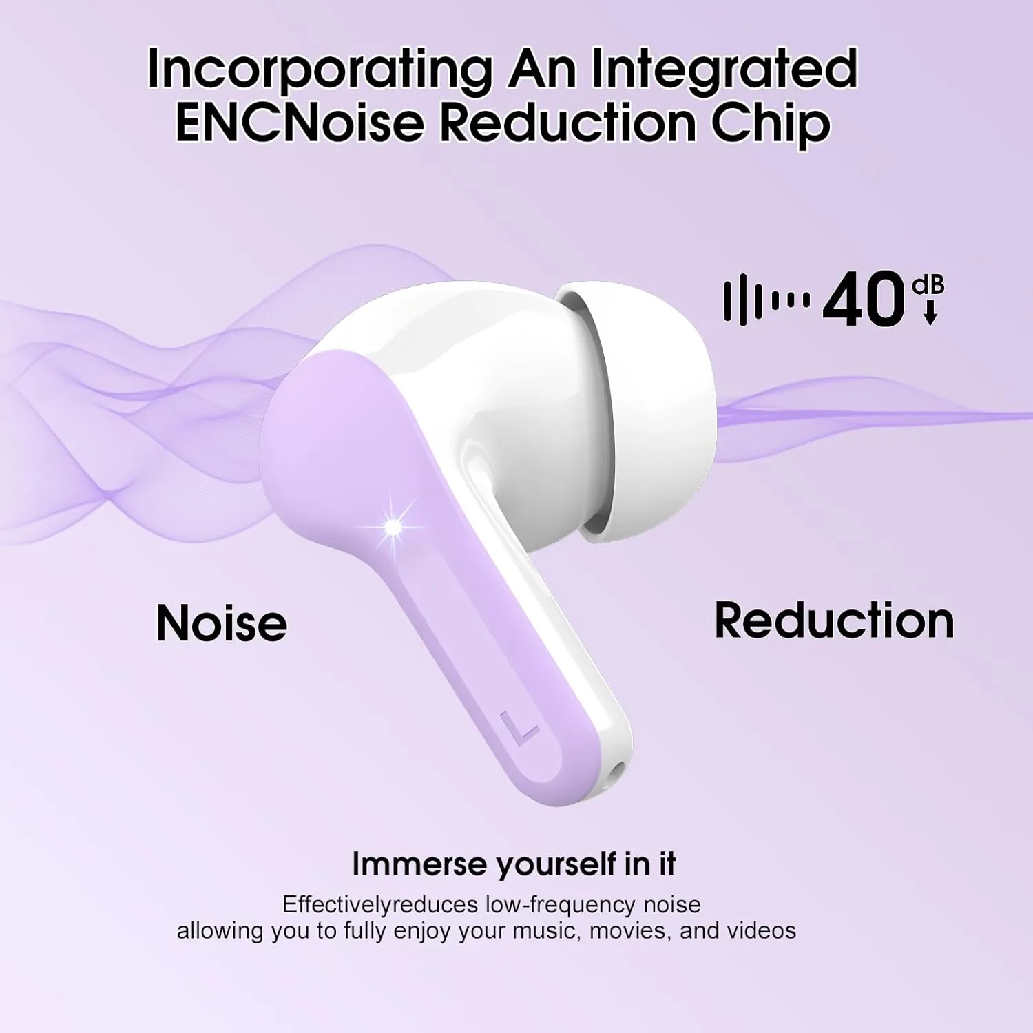 Wireless Earbuds, Bluetooth 5.4 Headphones HiFi Stereo, Bluetooth Earbuds with ENC Noise Cancelling Mic, IP7 Waterproof in Ear Earphones, 48H, LED Display Ear buds for Pad Workout Sports, Purple