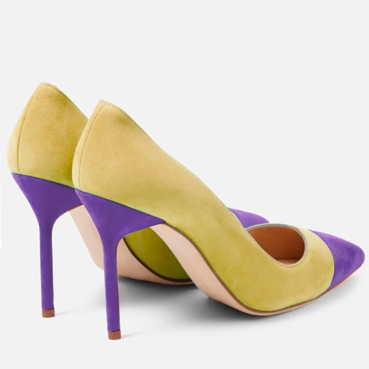 Women Fashion Rainbow Kitten Heels Pumps Closed Pointed Toe Suede Dress Sandals Slip On Two-Toned Cap Toe Stiletto Pumps Multicolored Dressy Wedding Party Office Ladies Work Shoes 4-11 M US