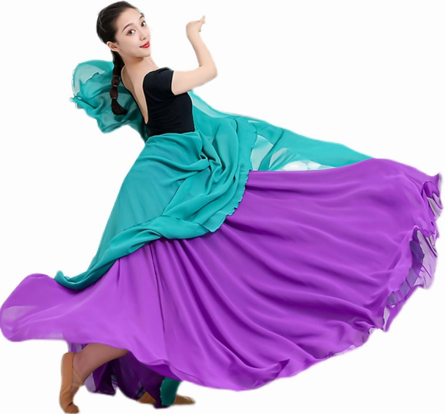 Women's 720 Fairy Lyric Dance Gradient Chiffon Swing Skirt for Ballet and Modern Dance