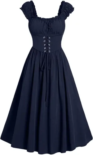 Womens Corset Dress Cap Sleeve Renaissance Dress Women Square Neck Gown Cottagecore Corset Dress Ruffle Maxi Dress