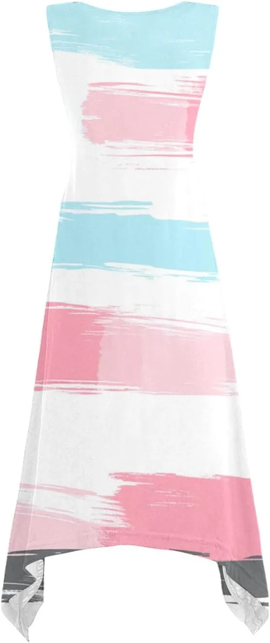 Womens Dresses Casual Summer Fashion Flowy Sleeveless Tank Sundress Crewneck Beach Vacation Swing Long Maxi Dresses