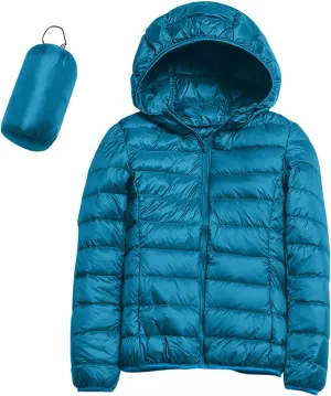 Womens Lightweight Puffer Jacket 2023 Winter Fashion Packable Short Duck Down Jackets Slim Fit Zipper Down Coat with Hood