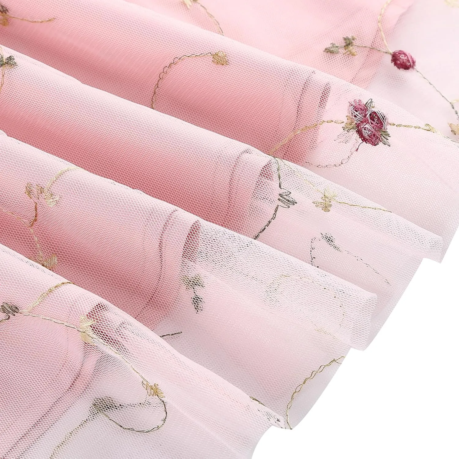 Women's Vintage 1950s Floral Embroidery Dress Sleeveless Mesh Cocktail Wedding Evening Party Prom Swing Dress