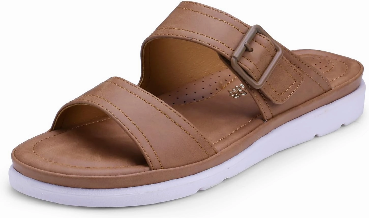 Womens Flat Memory Foam Slippers/Flip-Flops Fashion Stylish Casual Comfortable Diabetic Orthopedic Lightweight Synthetic Slip-on Sandals with Adjustable Buckle for Girls/Ladies D-631