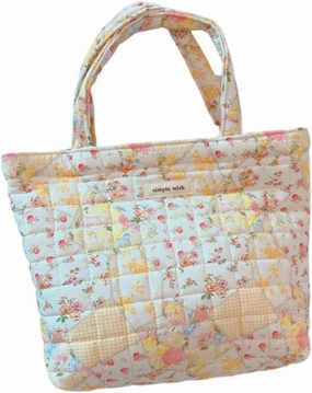 Womens Floral Cotton Tote Bag Coquette Aesthetic Quilted Puffer Bags Cottagecore Hobo Handbag Travel Duffel Bag