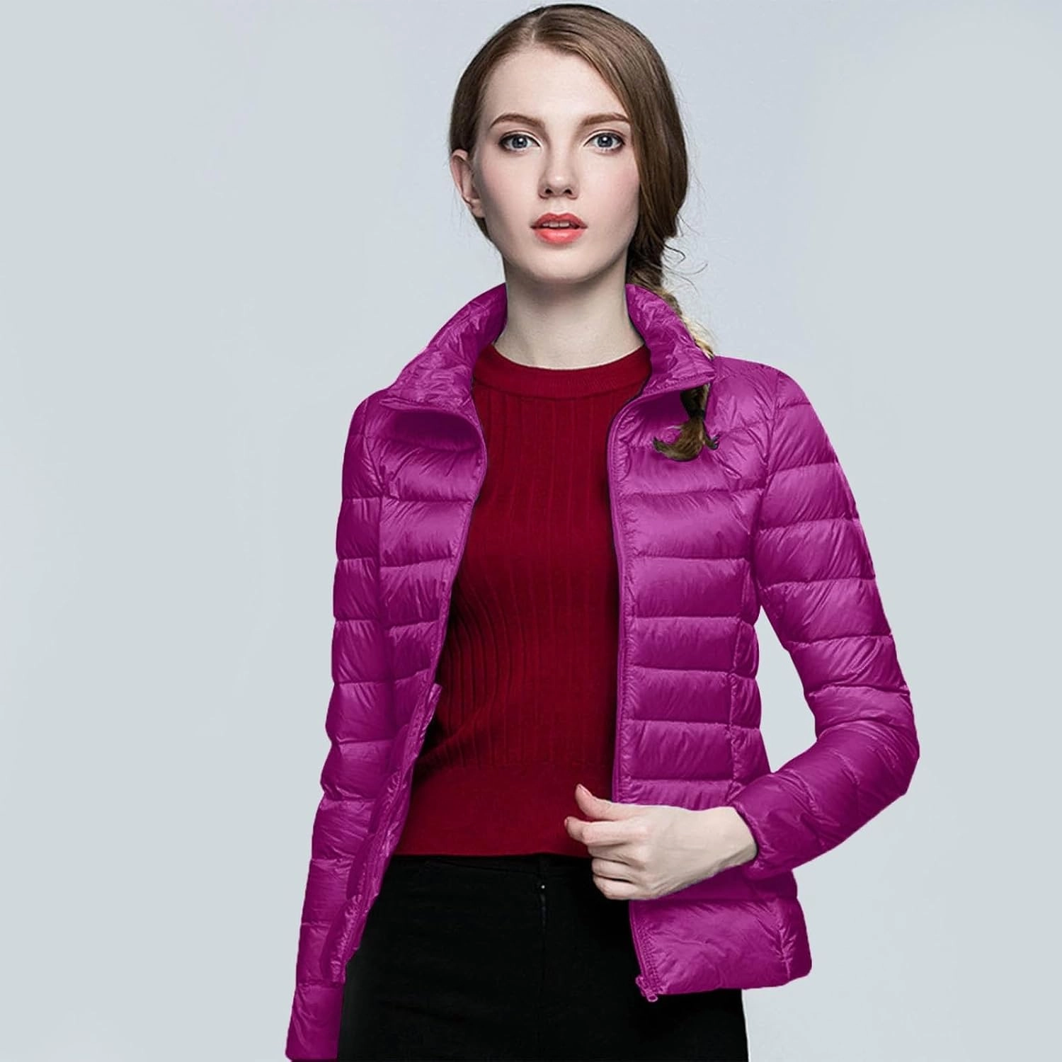 Womens Puffer Jacket 2025 Winter Warm Packable Down Jacket Lightweight Slim Fit Hooded Jacket Short Duck Down Coat