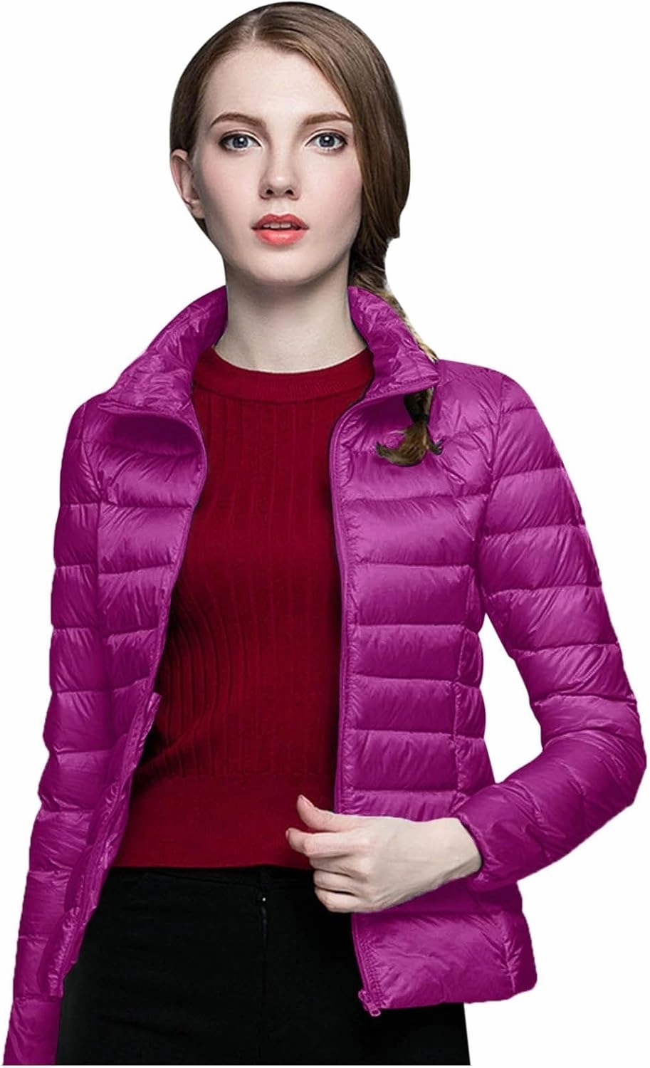 Womens Puffer Jacket 2025 Winter Warm Packable Down Jacket Lightweight Slim Fit Hooded Jacket Short Duck Down Coat