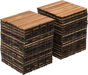Wood Plastic Composite Patio Deck Tiles,12”x12” Interlocking Decking Tiles,Water Proof for Indoor & Outdoor (36 Pcs-Brown)