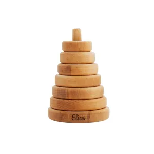 Wooden Ring Stacker Customized Toys Montessori Waldorf Sensory Toys Baby Keepsake Nursery Decor Ring Stacking Toy Baby First Birthday (Color #1, Ring Stacker)