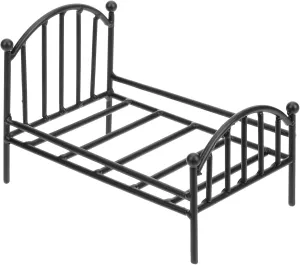Wrought Iron Potting Stand Furniture Suits for Kids Vintage Dolls Miniature Shower Room 1:12 Scale Bed Miniature Doll Furniture Miniature Doll House Accessories Metal