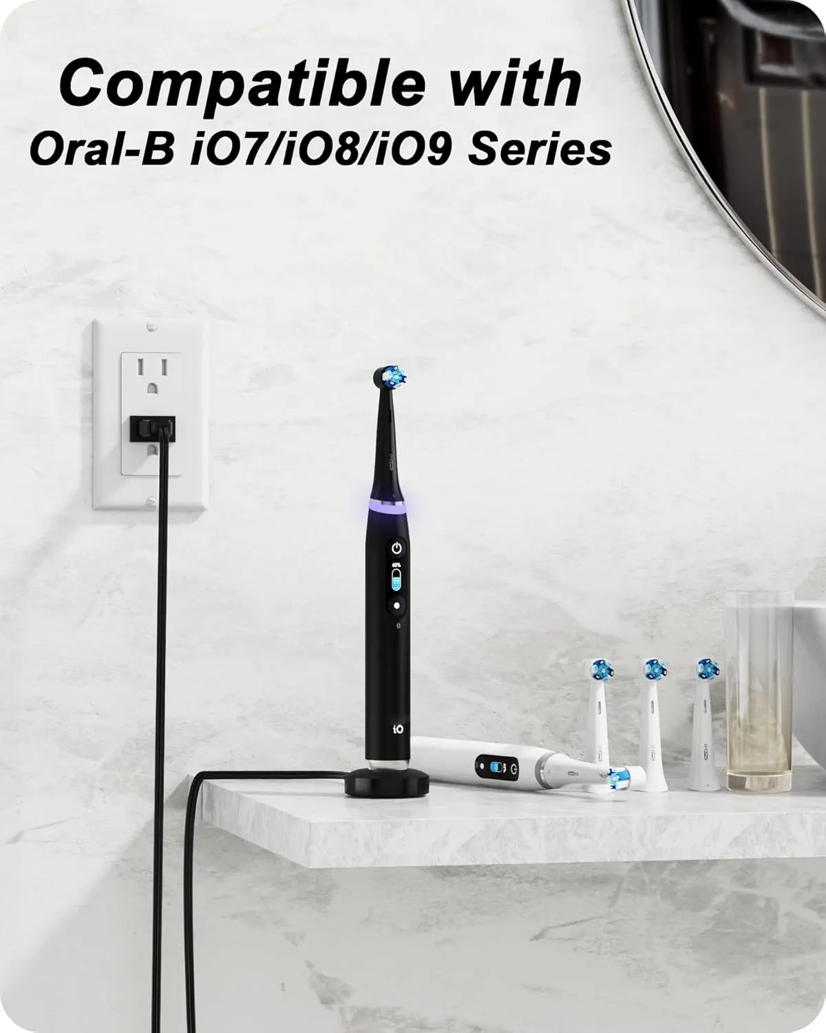 WUKUR Magnetic Charger Replacement for Oral-B iO Series 7/8/9 Electric Toothbrush, Magnetic Charging Base Compatible with Oral-B Electric Toothbrush iO Series (Black)