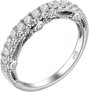 Wuziwen Stackable Eternity Guard Ring Enhancer for Women 925 Sterling Silver CZ Half Eternity Promise Ring for Her