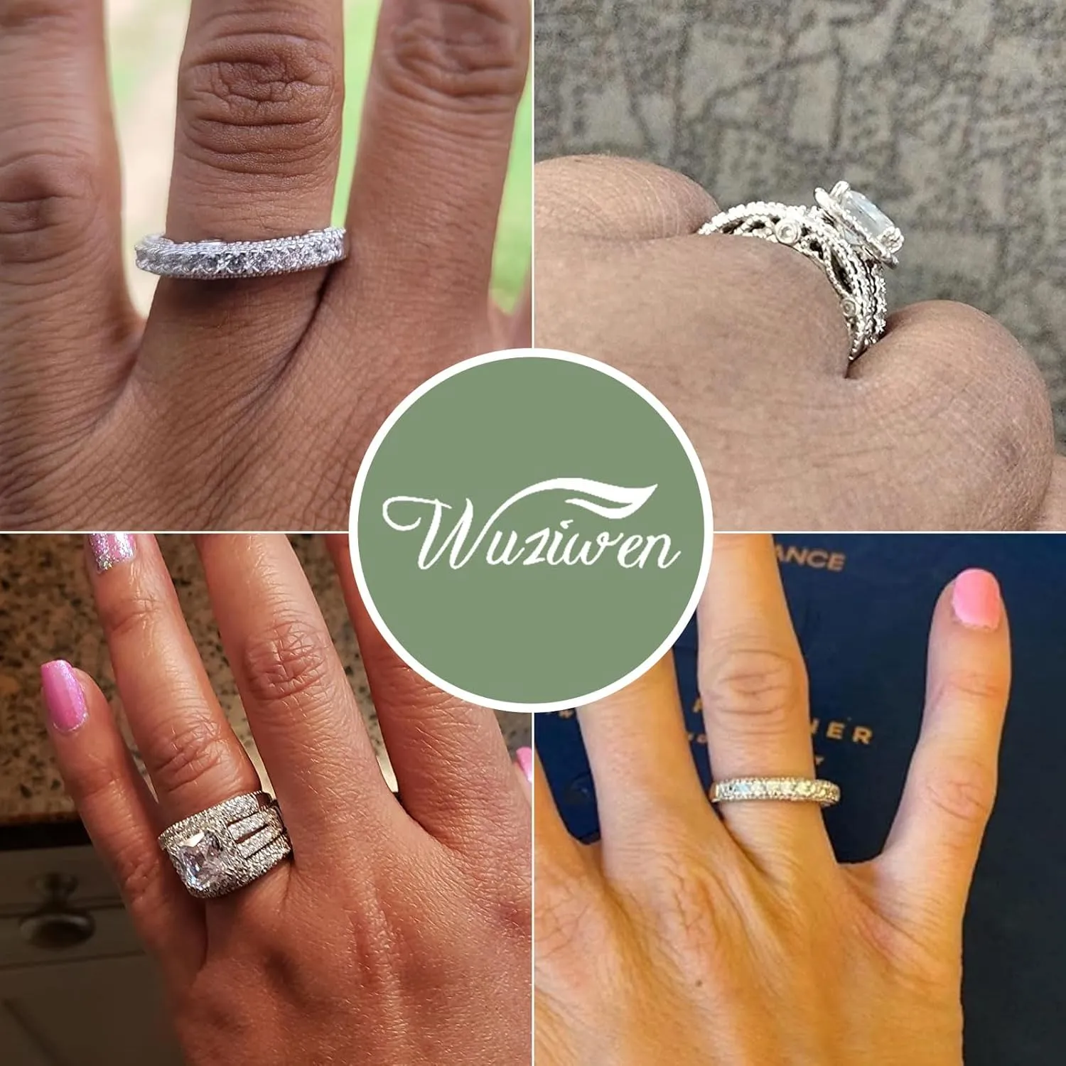 Wuziwen Stackable Eternity Guard Ring Enhancer for Women 925 Sterling Silver CZ Half Eternity Promise Ring for Her