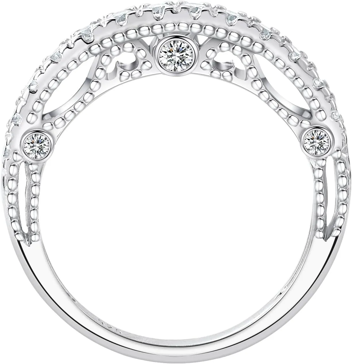 Wuziwen Stackable Eternity Guard Ring Enhancer for Women 925 Sterling Silver CZ Half Eternity Promise Ring for Her