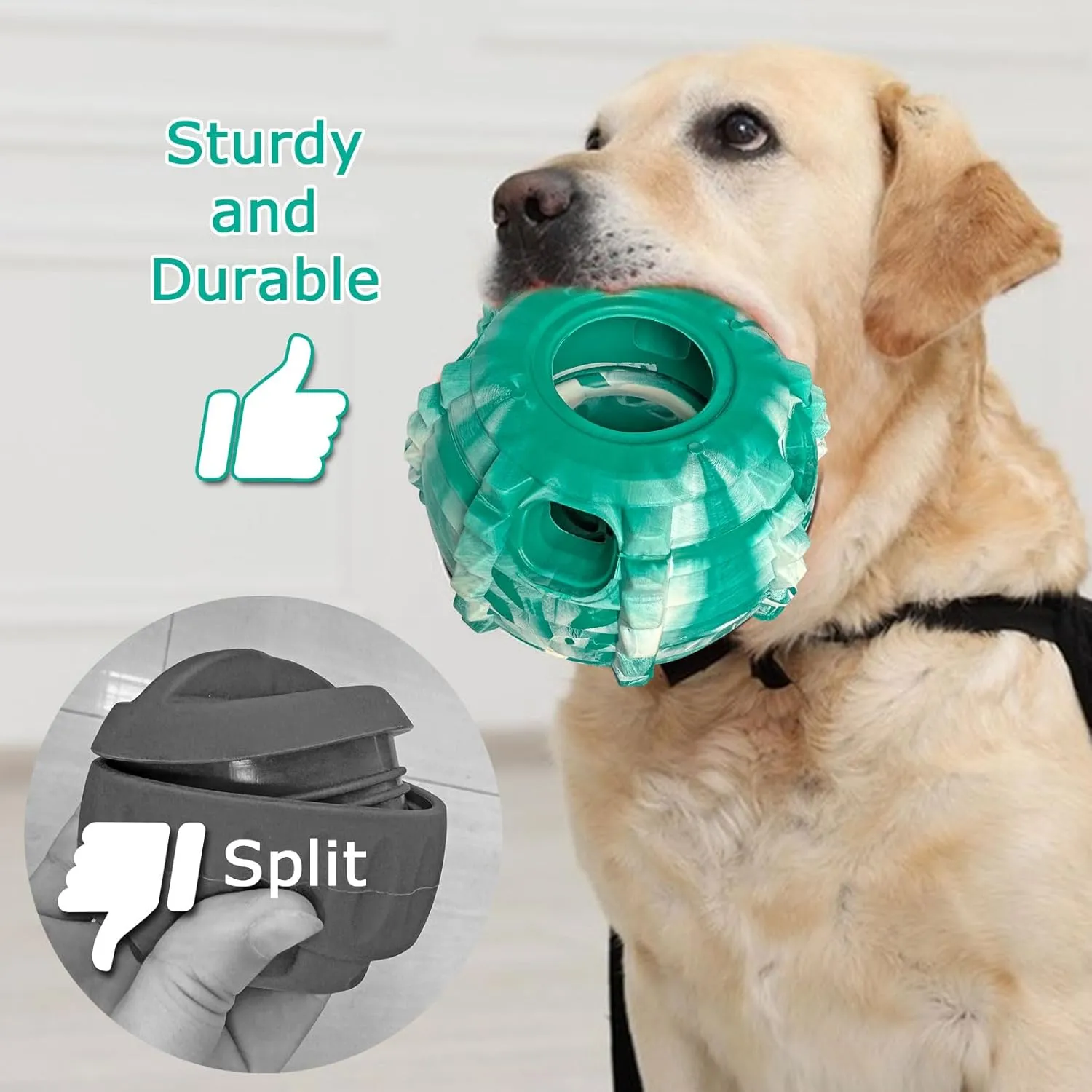 XHX Dog Toy, Durable Dog Toys, Freezable Fillable Rubber Dog Toys, Interactive Dog Puzzle Play Toy, Stopper Silicone Treat Tray (Small, Green and White)