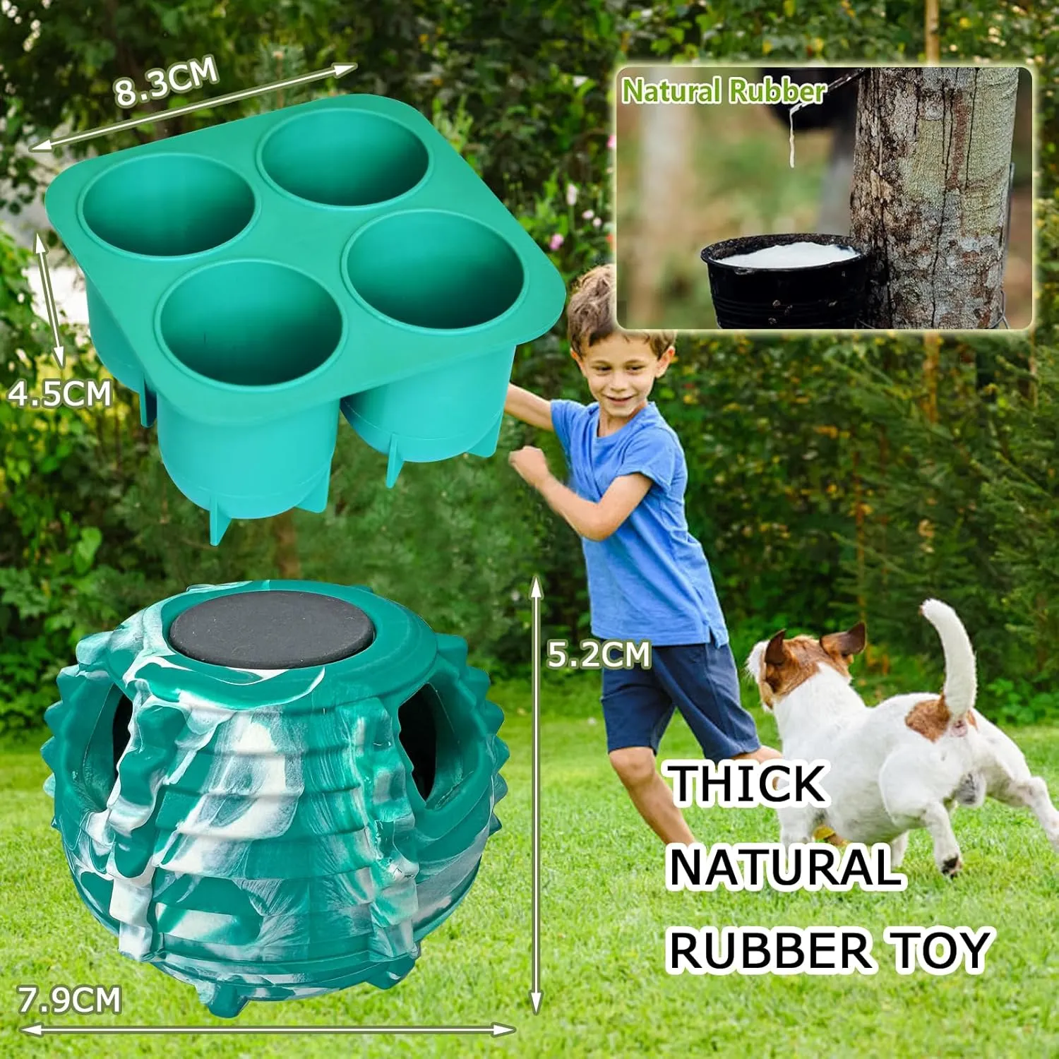 XHX Dog Toy, Durable Dog Toys, Freezable Fillable Rubber Dog Toys, Interactive Dog Puzzle Play Toy, Stopper Silicone Treat Tray (Small, Green and White)