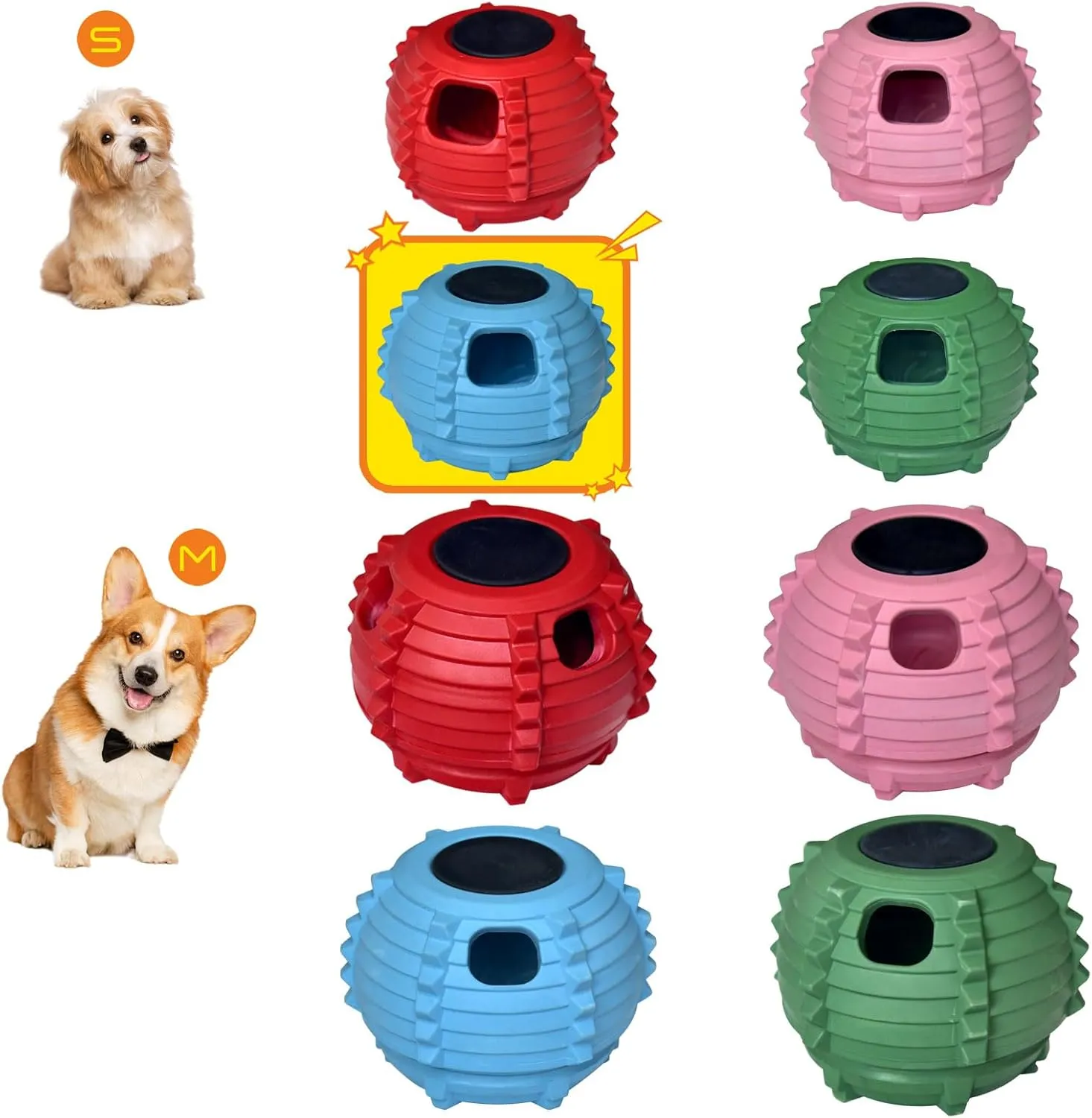XHX Dog Toy, Durable Large Dog Toys, Fillable Rubber Dog Toys, Interactive Dog Puzzle Play Toy with Stopper (Blue, Small)