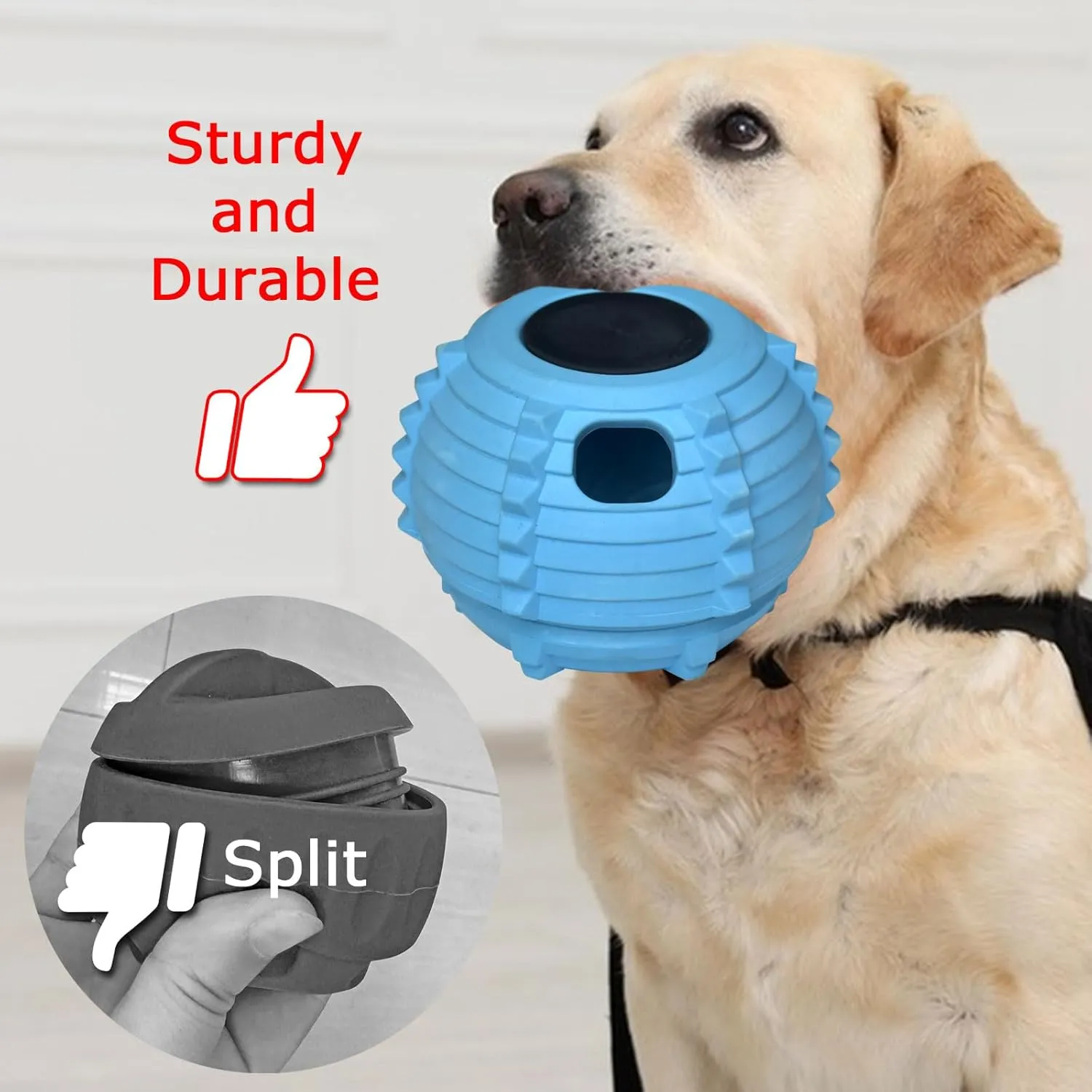XHX Dog Toy, Durable Large Dog Toys, Fillable Rubber Dog Toys, Interactive Dog Puzzle Play Toy with Stopper (Blue, Small)