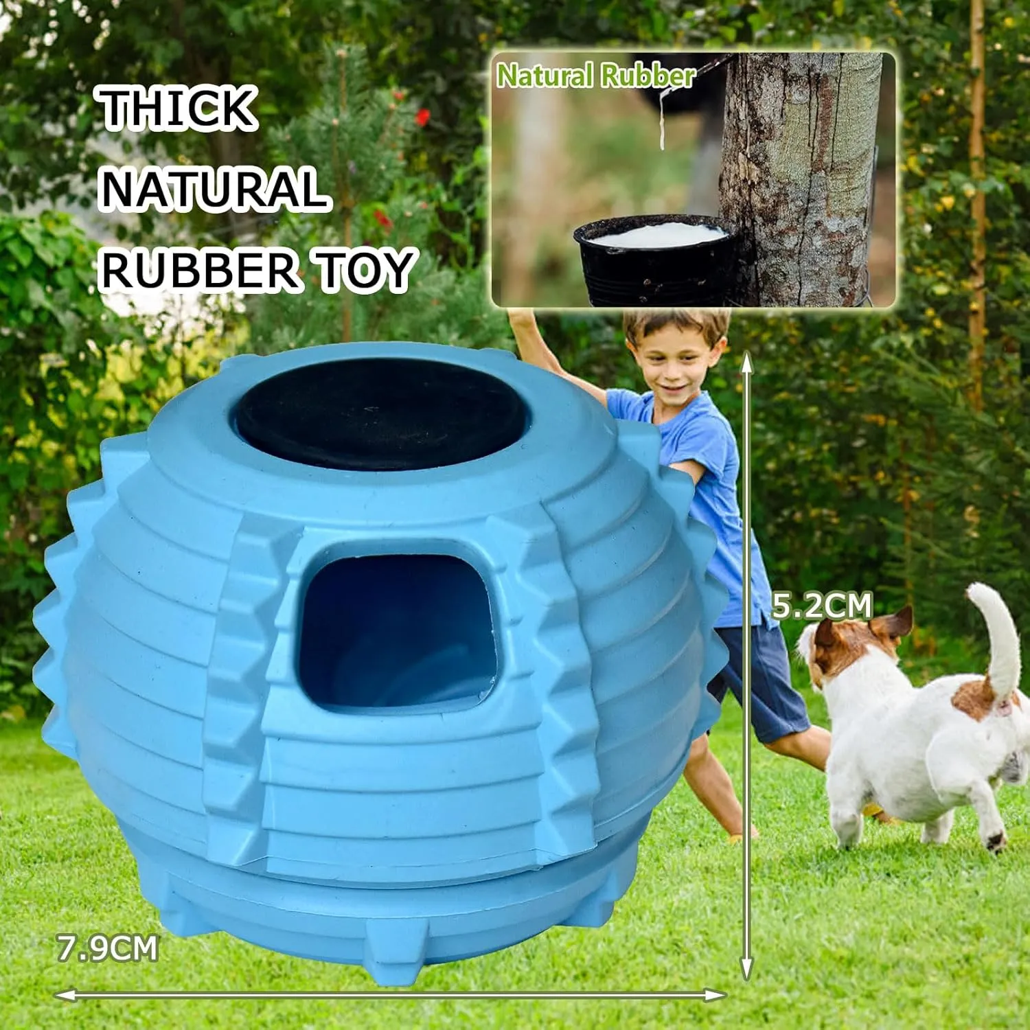 XHX Dog Toy, Durable Large Dog Toys, Fillable Rubber Dog Toys, Interactive Dog Puzzle Play Toy with Stopper (Blue, Small)