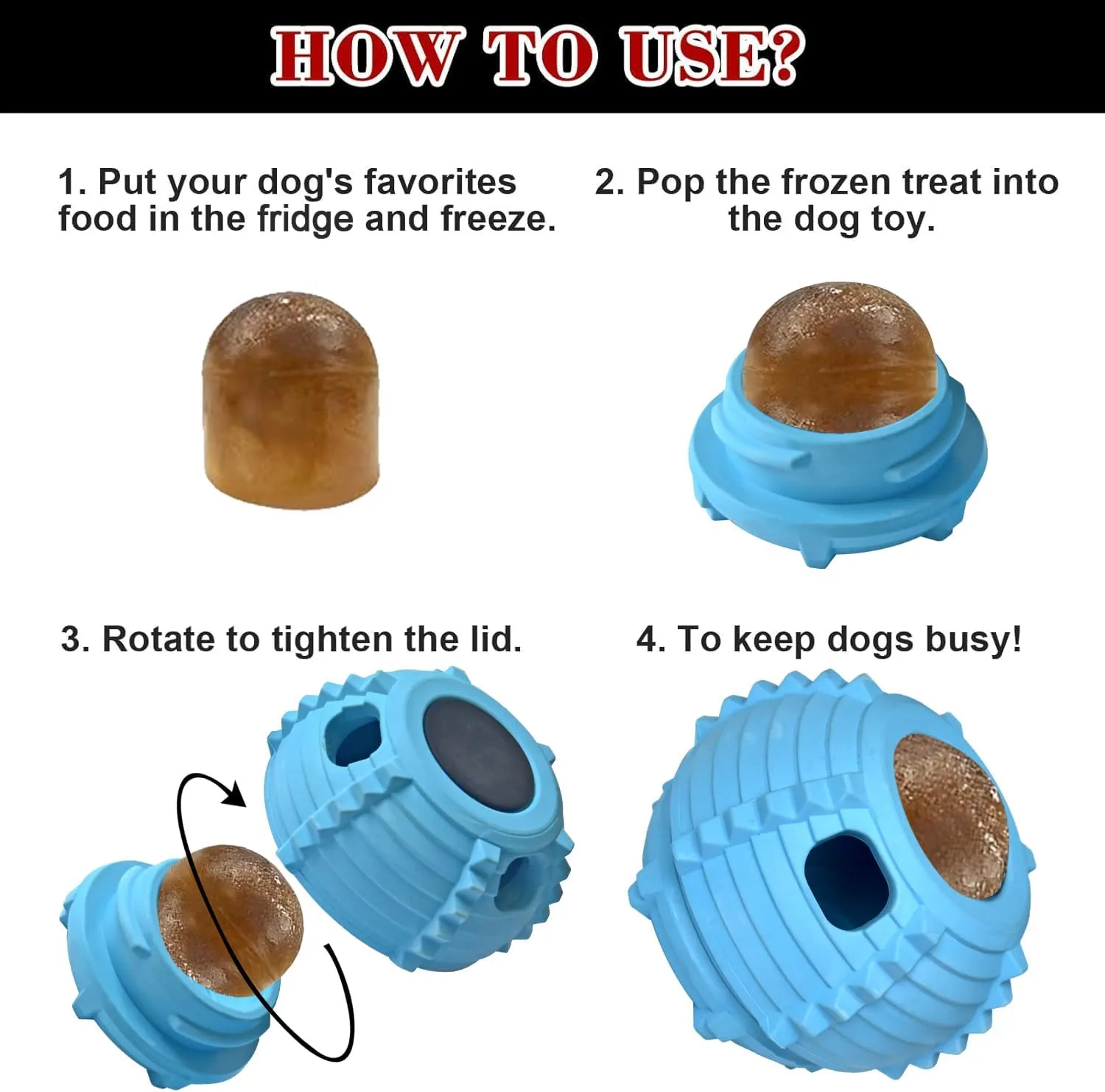 XHX Dog Toy, Durable Large Dog Toys, Fillable Rubber Dog Toys, Interactive Dog Puzzle Play Toy with Stopper (Blue, Small)