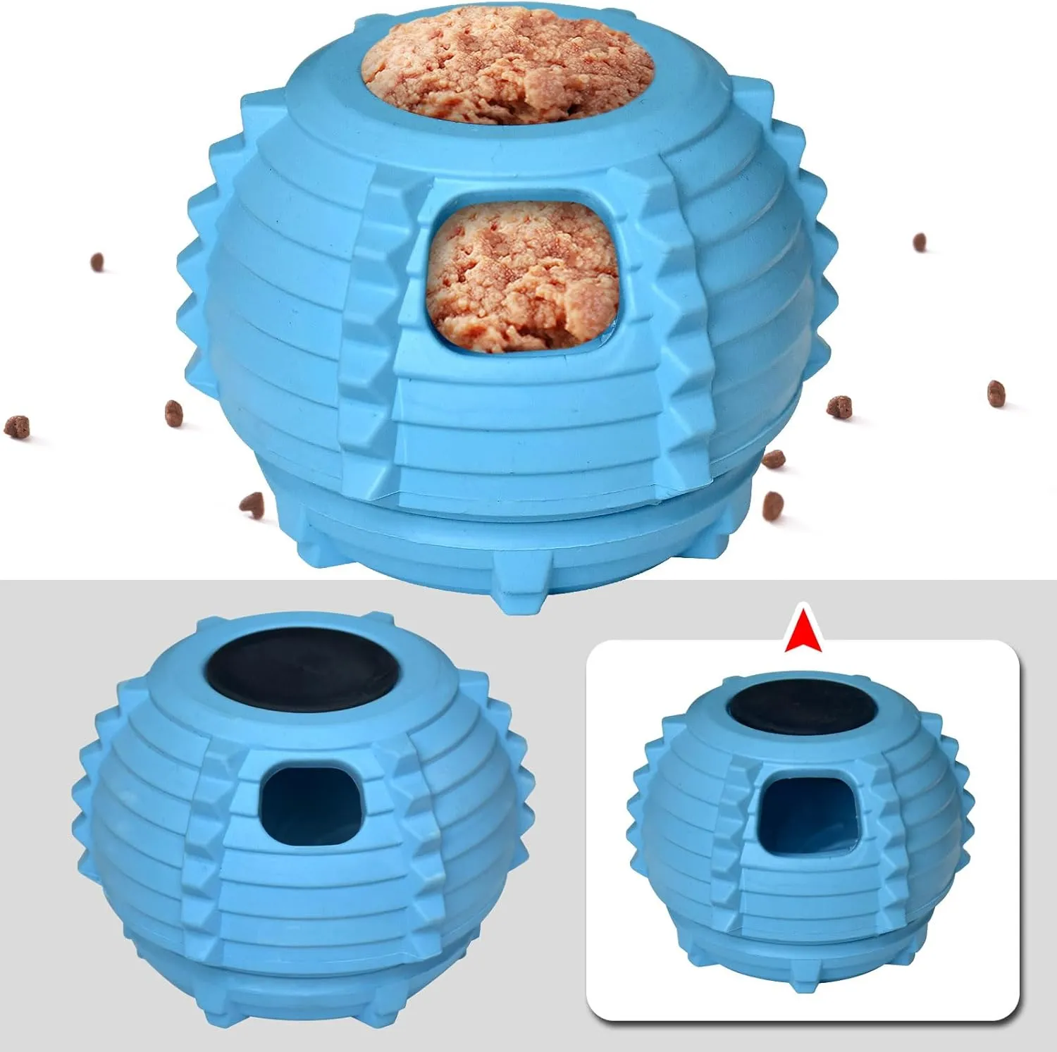 XHX Dog Toy, Durable Large Dog Toys, Fillable Rubber Dog Toys, Interactive Dog Puzzle Play Toy with Stopper (Blue, Small)