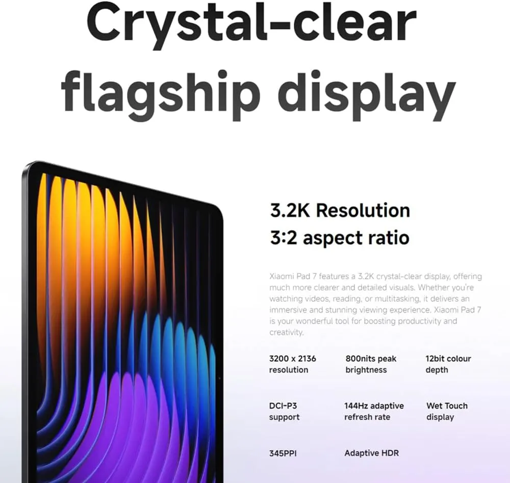 Xiaomi Pad 7 Ai WiFi Version Global (No Calls or Text) 11.2 inches 3.2K 144Hz 8850mAh Bluetooth 5.4 Four Speakers 13 Mp Model 2410CRP4CG (Green, 256GB   8GB)