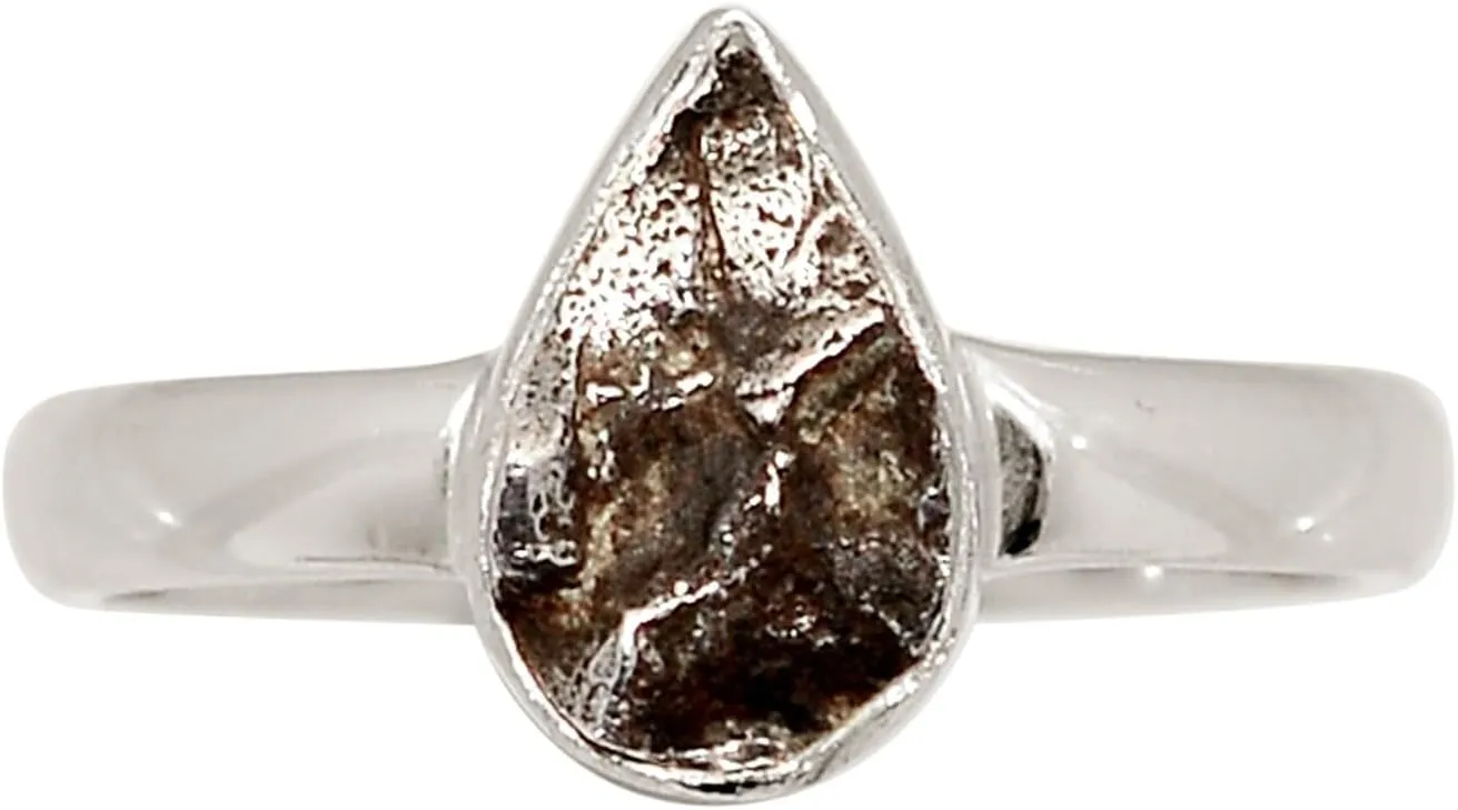 Xtremegems Natural Meteorite Campo Del Cielo 925 Silver Ring Jewelry s.6 ALLR-31454