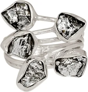 Xtremegems Natural Meteorite Campo Del Cielo 925 Silver Ring Jewelry s.7.5 ALLR-30421