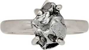 Xtremegems Natural Meteorite Campo Del Cielo - Argentina 925 Silver Ring s.7 ALLR-30681