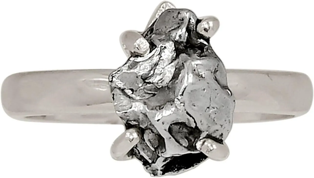 Xtremegems Natural Meteorite Campo Del Cielo - Argentina 925 Silver Ring s.7 ALLR-30681