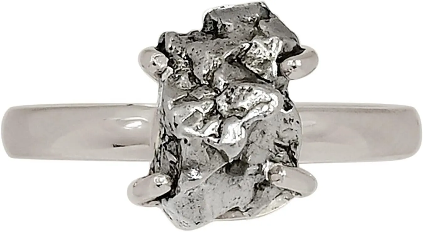 Xtremegems Natural Meteorite Campo Del Cielo - Argentina 925 Silver Ring s.8 ALLR-30679