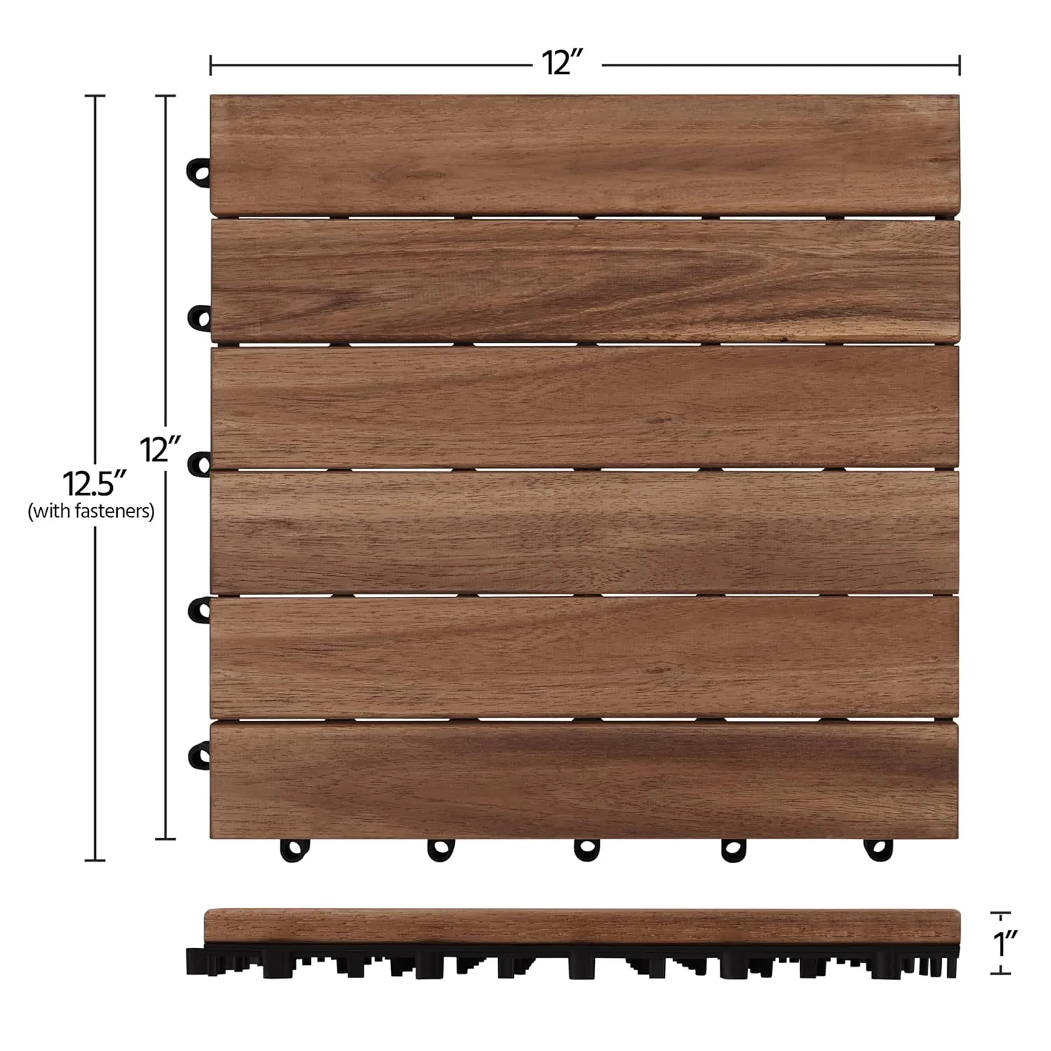 Yaheetech 27PCS Acacia Wood Interlocking Flooring Tiles Waterproof Flooring for Outdoor & Indoor Patio,Balcony,Garden,Poolside,12 � 12 in,Brown