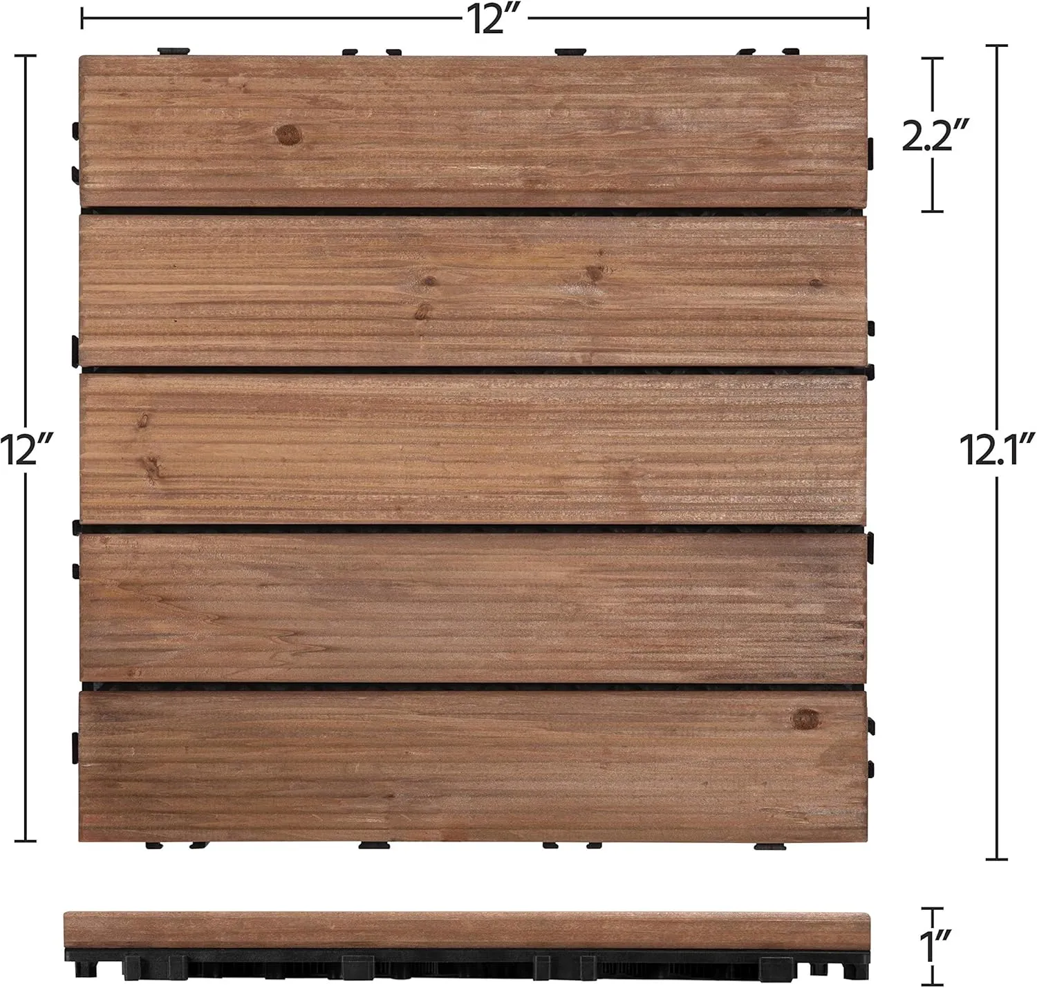 Yaheetech 33pcs Interlocking Patio Deck Tiles 12 x 12in Wood Floor Tiles Wooden Flooring for Patio Garden Deck Poolside, Brown