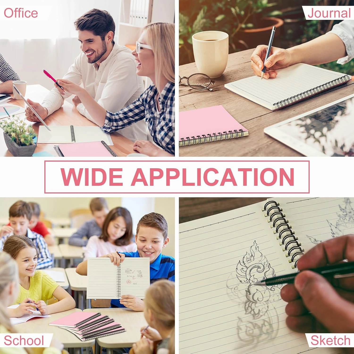 Yahenda Spiral Notebook Bulk A5 Journal Lined 8.3'' x 5.5'' Writing Paper Notebook for Office Business School Classroom Supplies End of Year Gift(Pink,18 Pcs)