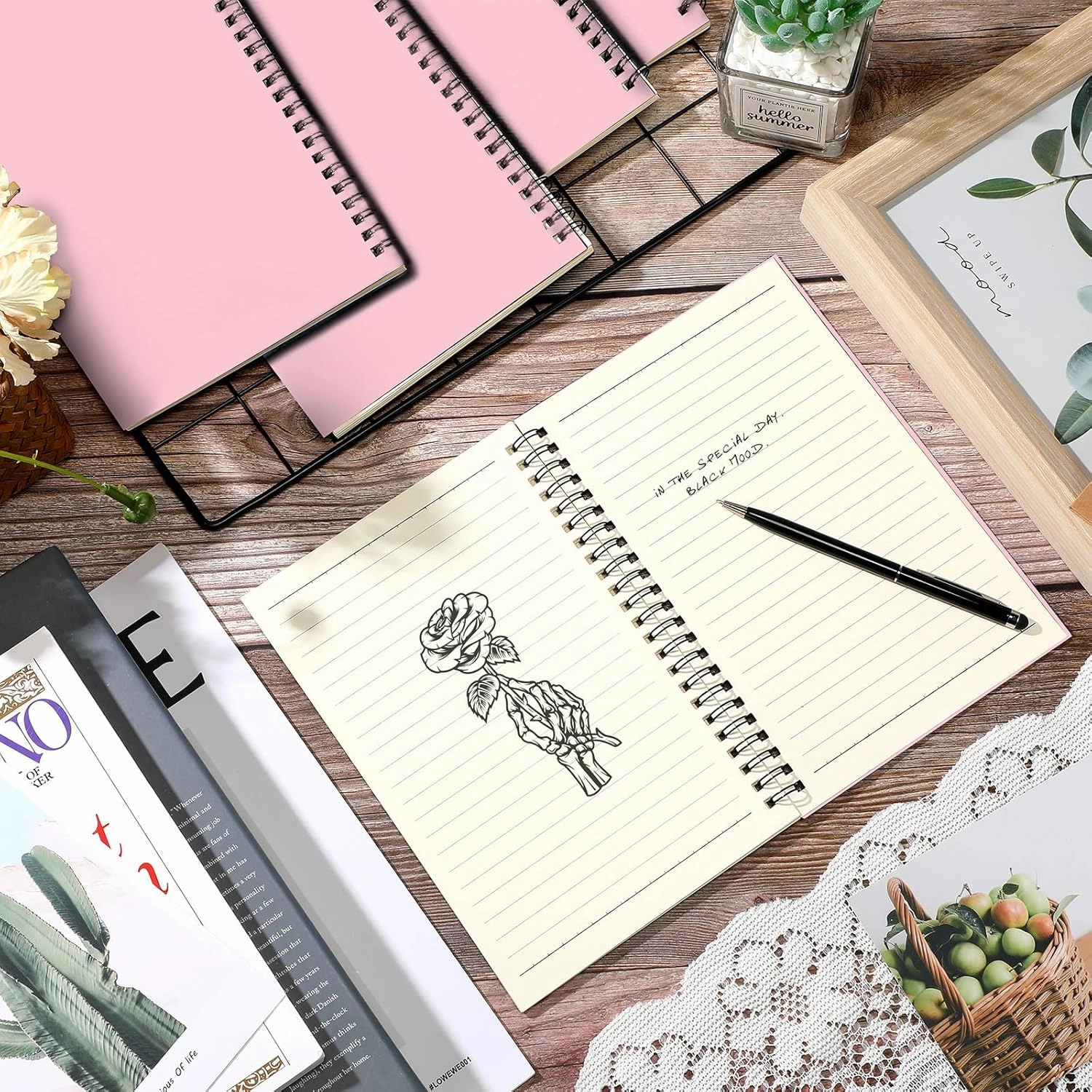 Yahenda Spiral Notebook Bulk A5 Journal Lined 8.3'' x 5.5'' Writing Paper Notebook for Office Business School Classroom Supplies End of Year Gift(Pink,18 Pcs)