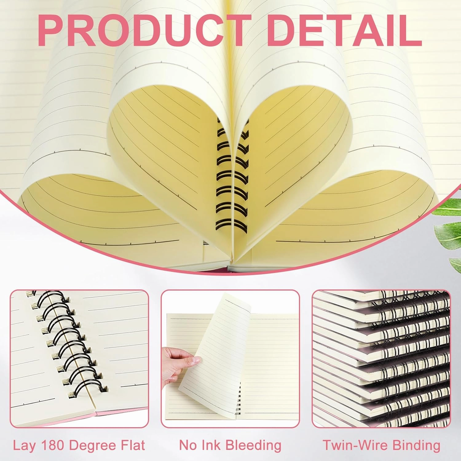 Yahenda Spiral Notebook Bulk A5 Journal Lined 8.3'' x 5.5'' Writing Paper Notebook for Office Business School Classroom Supplies End of Year Gift(Pink,18 Pcs)